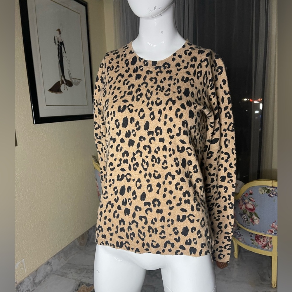 J. crew Cashmere Leopard Cheetah Small Sweater